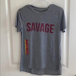 Target “Savage” cute grey and red tee